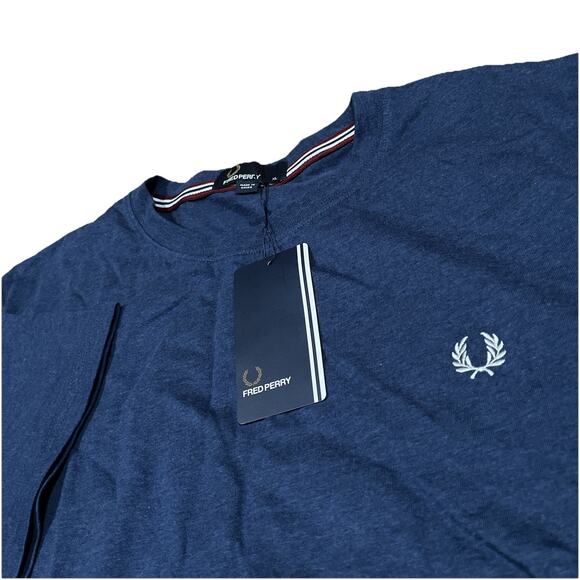 NWT Fred Perry Mens Size XL Crewneck Short Sleeve T-Shirt Tee Navy Blue - Picture 1 of 7